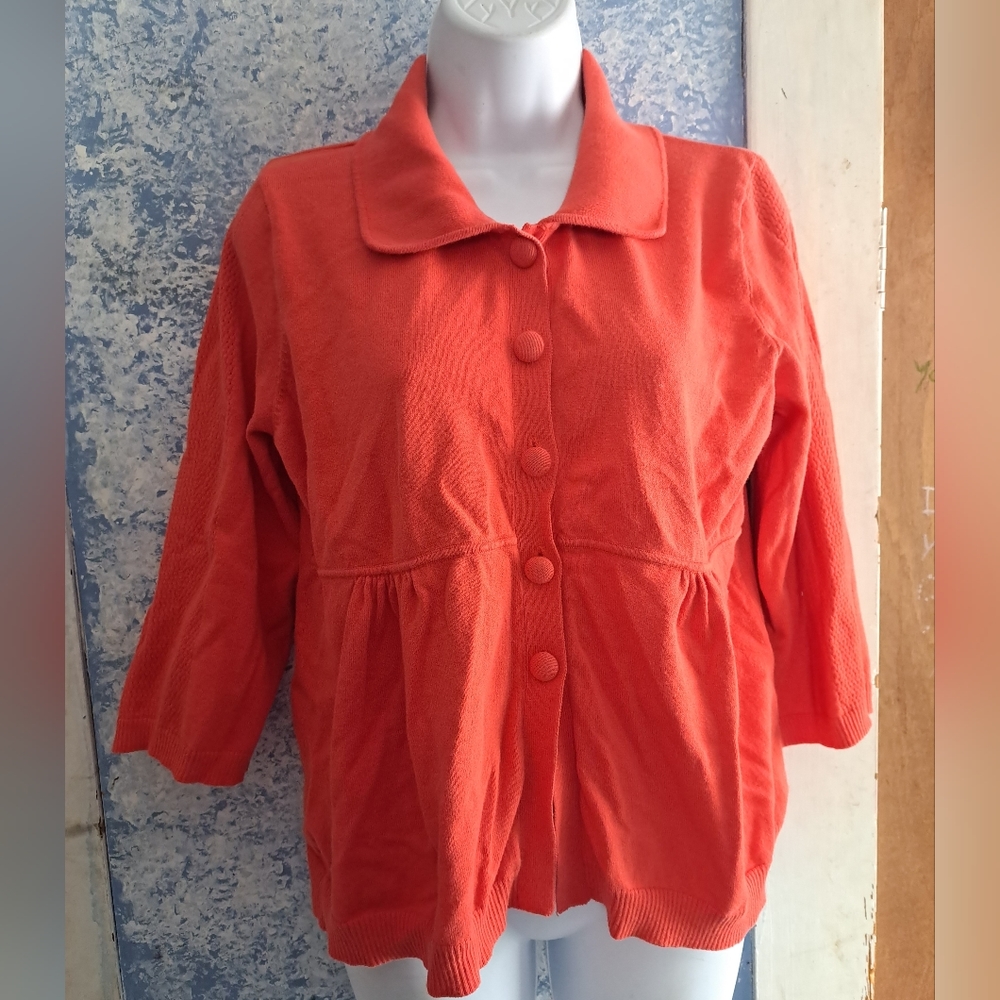 Linda Matthews size large orange 3/4 sleeve